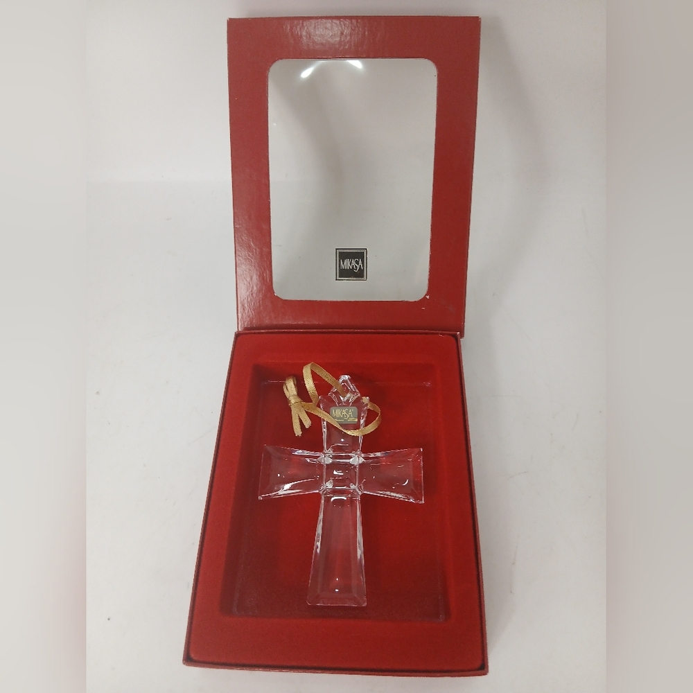 Mikasa Crystal Cross Ornament with Red Box